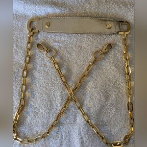 Tory Burch*,Gold Chain Strap with Leather Pad. The Straps Are 20 Inches Long.